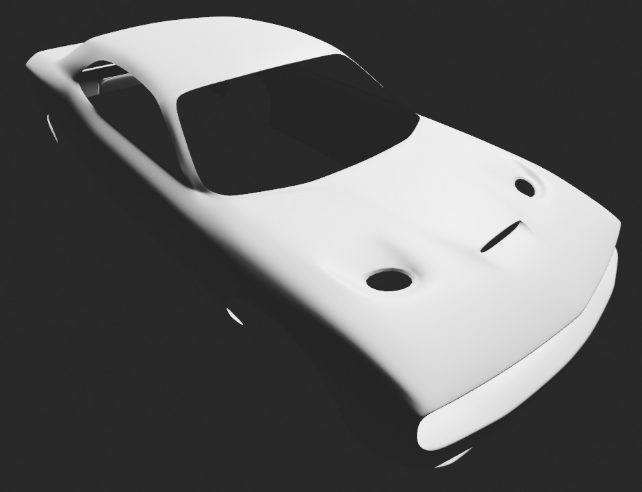 Rendered car model by default Principled BSDF node