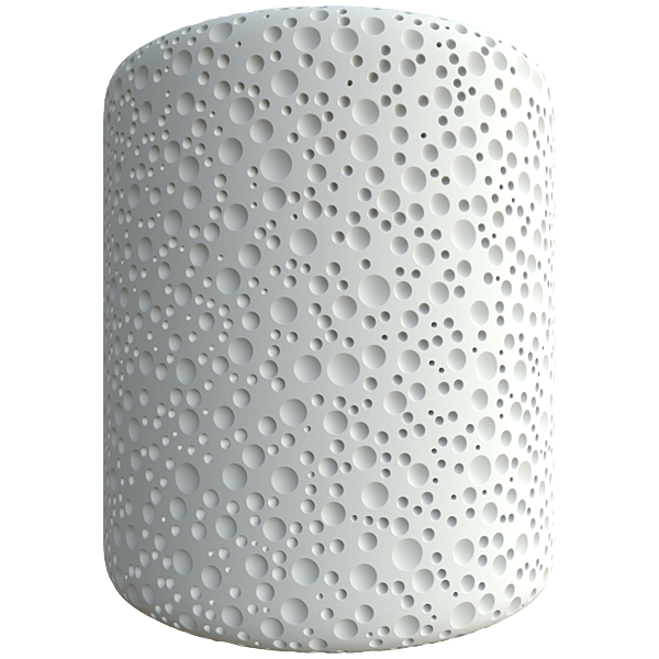 White Concrete Wall with Numerous Concave Circles (Cylinder)