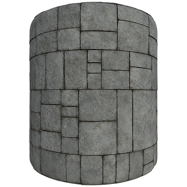 Concrete Wall of Stacked Rectangular Stones (Cylinder)