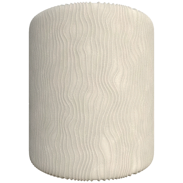 Beige Concrete Wall with Vertical Wavy Stripes (Cylinder)