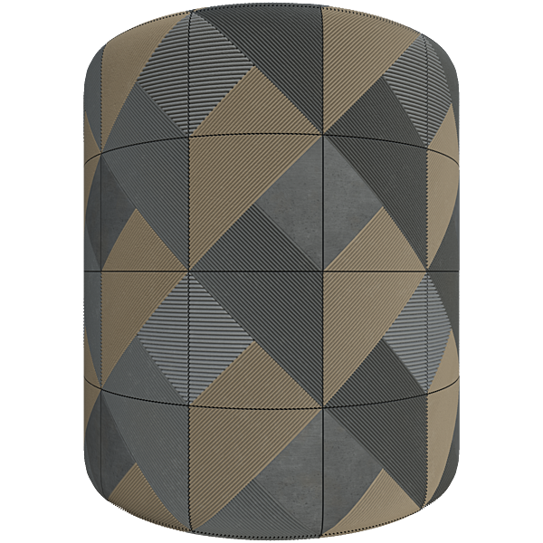 Yellow and Gray Concrete Tiles with Triangular and Stripy Pattern (Cylinder)