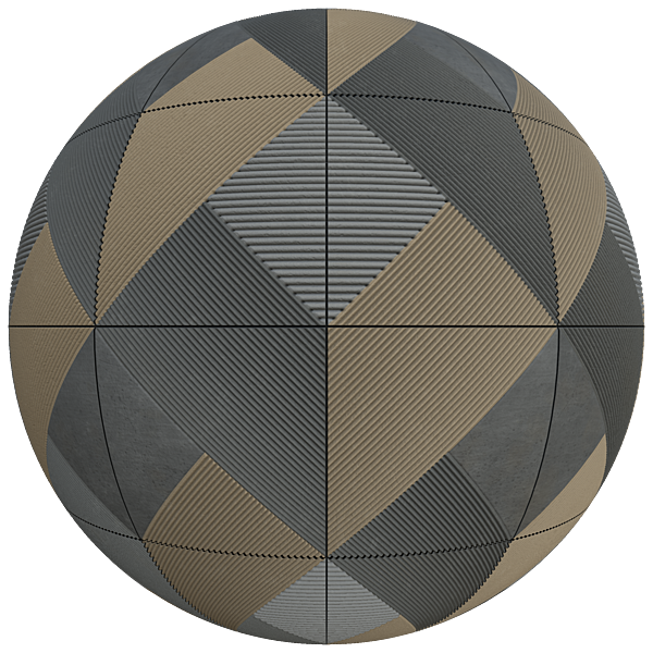 Yellow and Gray Concrete Tiles with Triangular and Stripy Pattern (Sphere)