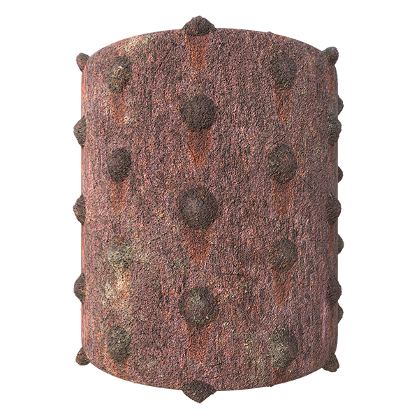 Rusty Metal Plate Texture with Round Cap Nails (Cylinder)