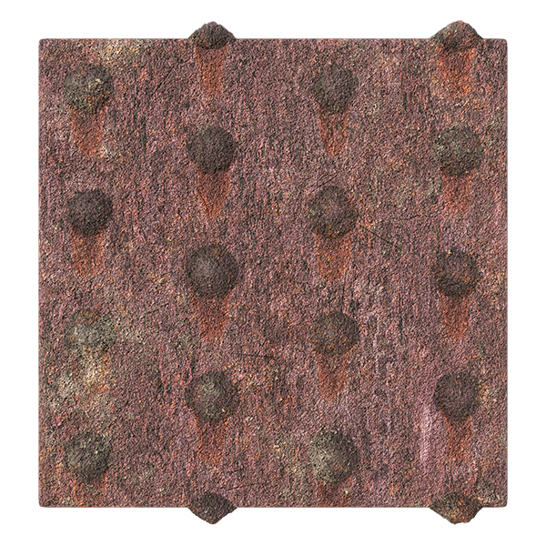 Rusty Metal Plate Texture with Round Cap Nails (Plane)