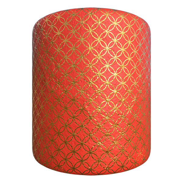 Packaging or Wrapping Paper Texture Filled with Golden Rings (Cylinder)