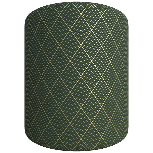 Green Wallpaper with Shiny Diamond Golden Pattern (Cylinder)