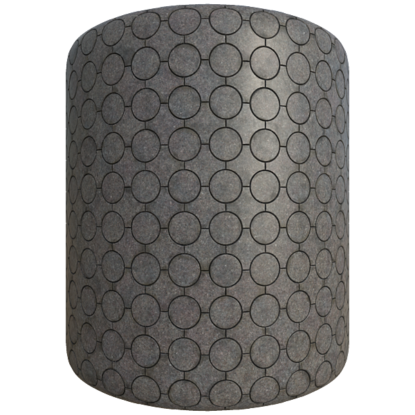 Gray Pavement Tiles Consisting of Circles and Squares (Cylinder)