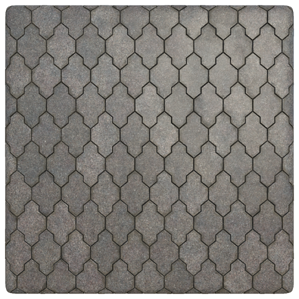 Gray Pavement Tiles Consisting of Hexagons and Crosses (Plane)