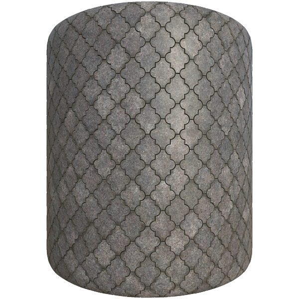 Gray Floor Tiles Consisting of Combined Rectangles and Circles (Cylinder)