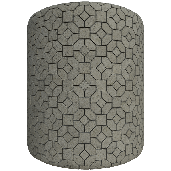 Floor Pavement Tiles of Squares and Diamond Shapes (Cylinder)